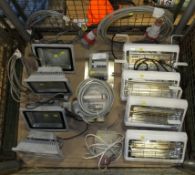 Domestic Electrical Various - 415V Cables, Workshop light, Electric heaters, Floodlights