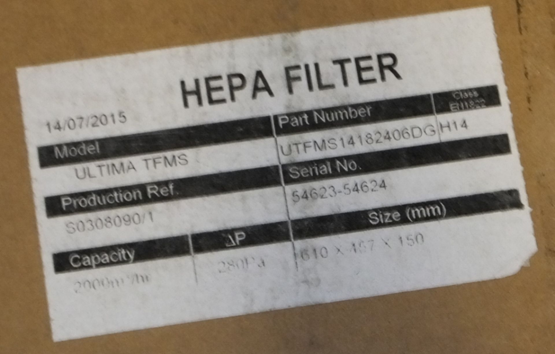 6x HEPA Ultima TFMS Filter Elements 457 x 610 x 150mm - Image 3 of 3