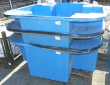 3x Fibreglass Tubs 168 x 168 x 65 cm