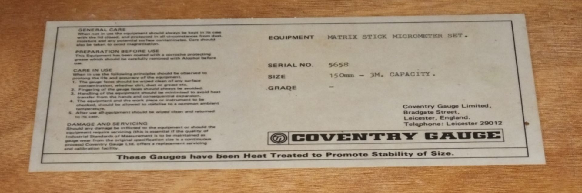 Coventry Matrix Stick Micrometer Set - Image 4 of 4