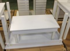 2x White Wooden tables (1 damaged)
