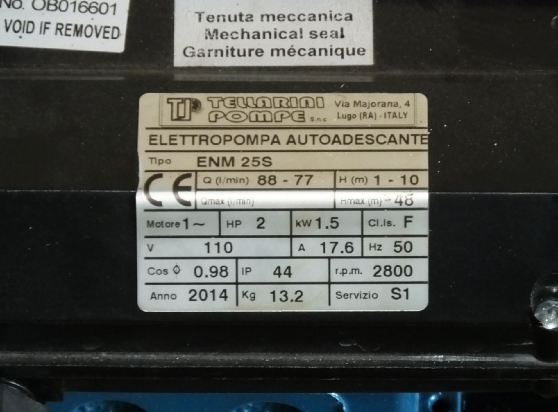 Electric Pump Unit - Tellarini ENM 25SS - 2HP - 1.5kW - Image 2 of 3