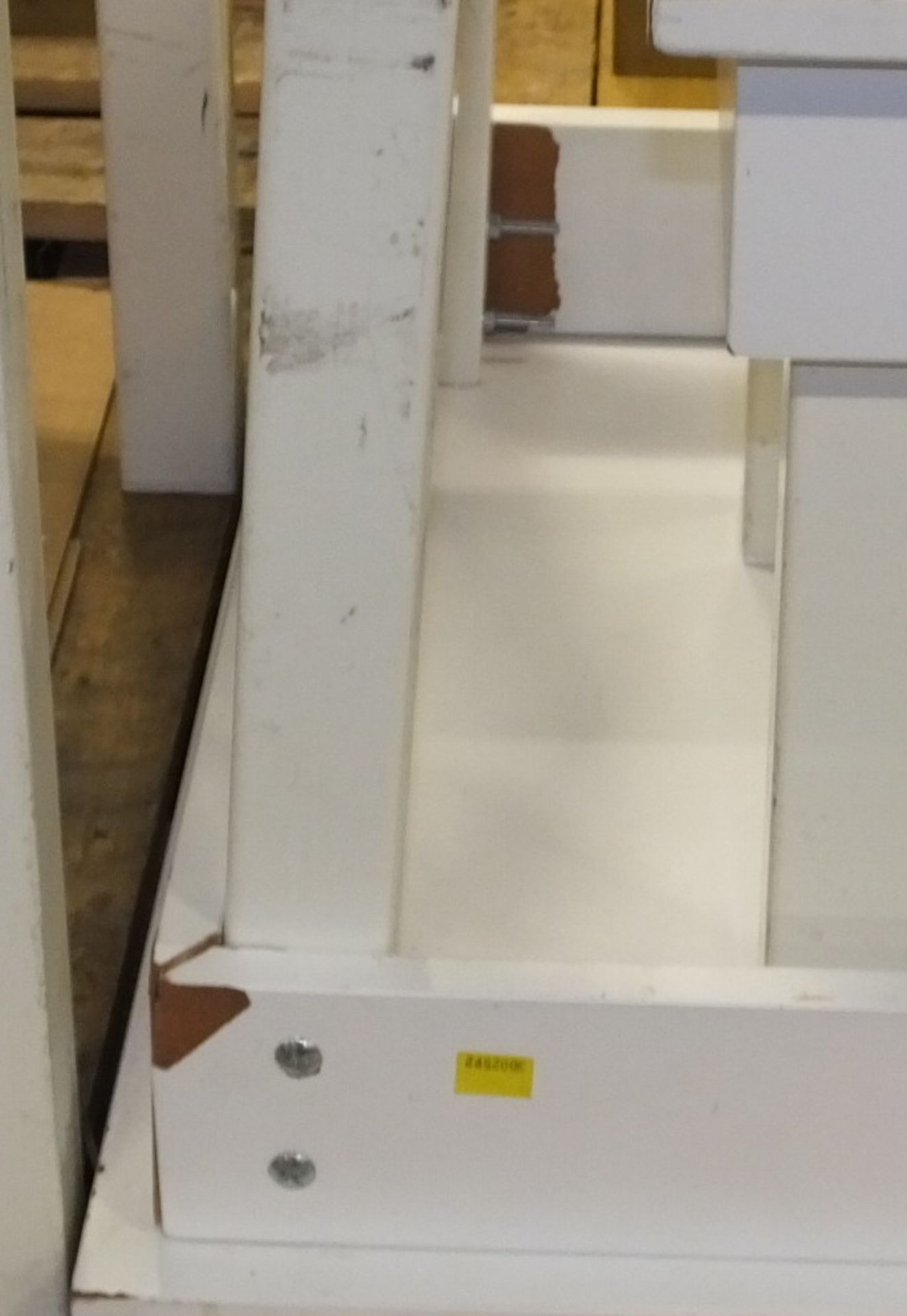 2x White Wooden tables (1 damaged) - Image 2 of 2
