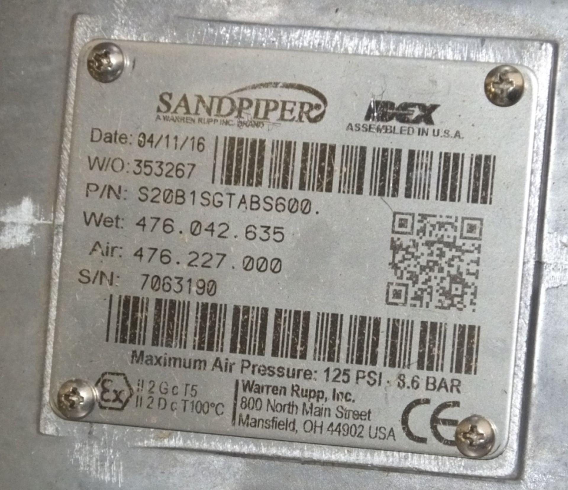 Sandpiper S20 Air Operated Pump Unit - Bild 5 aus 5