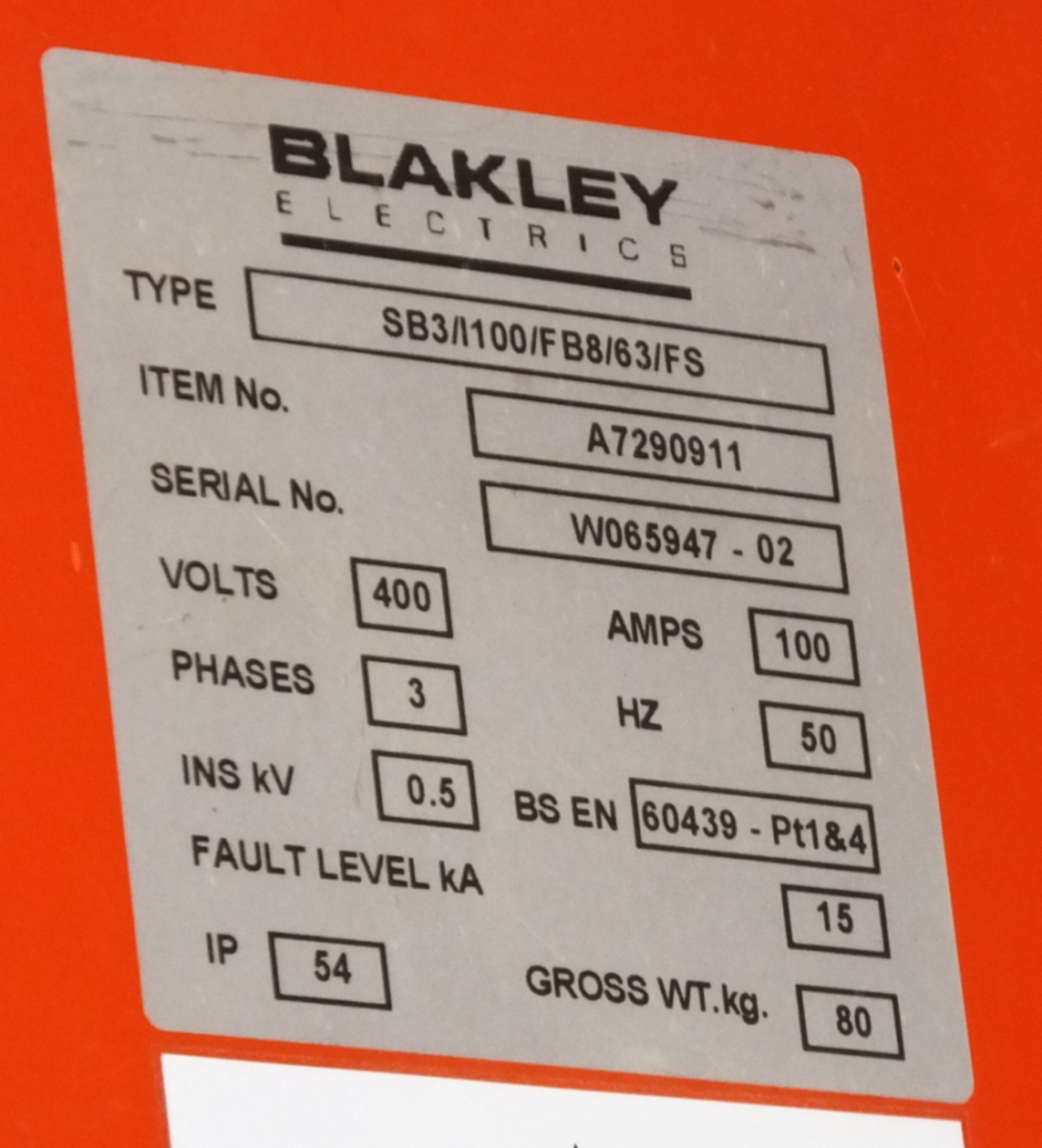 Blakley Distribution Box 400v 3ph - SB3/100/FB8/63/FS - Image 3 of 4