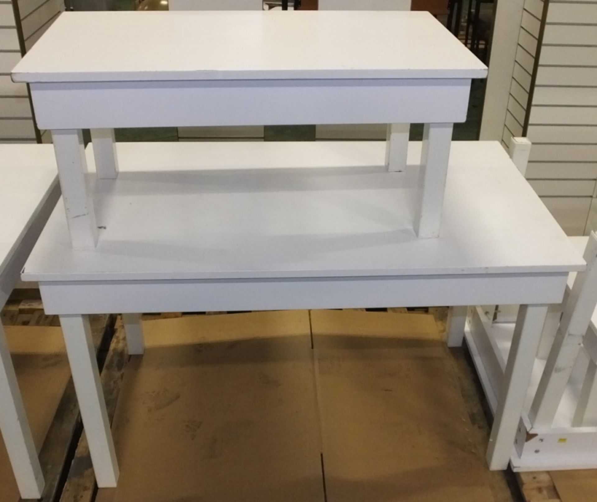 2x White Wooden tables