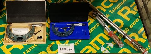 Mitutoyo - Micrometer 4- 5.", Moore & Wright Micrometer 3-4.", Norbar Torque Wrench