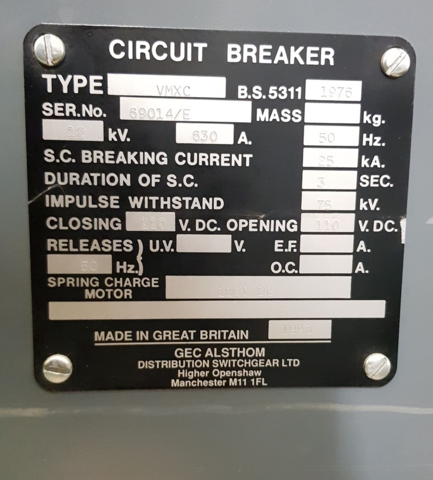 Gec Alstom- Circuit breakers 630 amps - Image 4 of 4