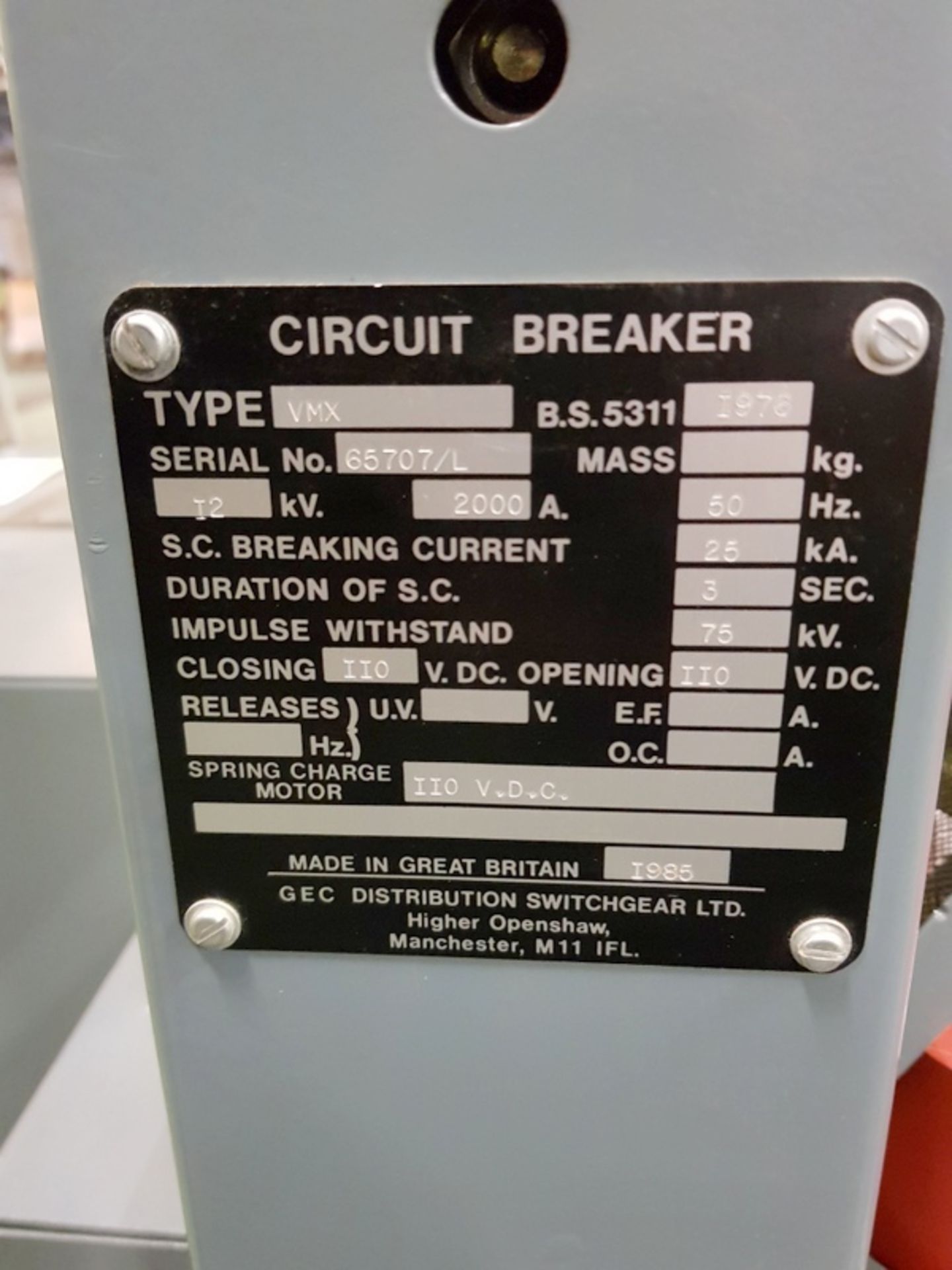 Gec Alstom- Circuit breakers 2000 amps - Image 4 of 5