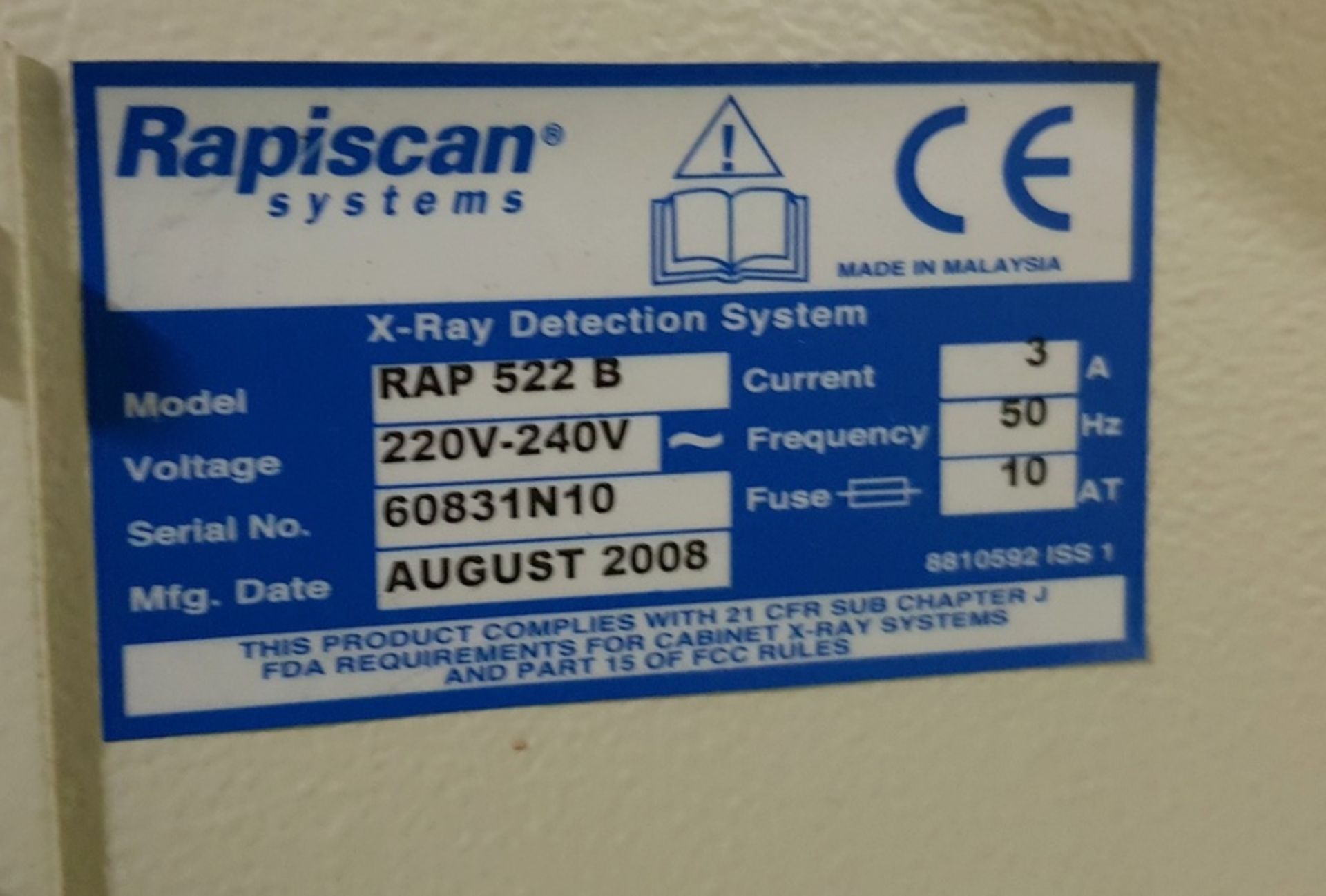 Rapiscan 522B X-Ray Baggage Screening Unit - Image 5 of 5