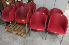 8x Red bucket chairs