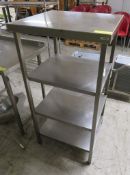 Stainless steel Shelf Unit With 4 Shelves - Dimensions: 65x60x130cm (LxDxH)