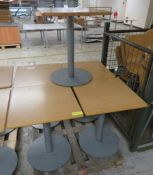 5x Small square canteen table - Dimensions: 60x60x73cm (LxDxH)