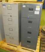 2x 4-Drawer Steel Filing Cabinets L47 x W62 x H132cm - with keys