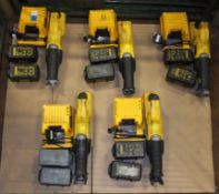 5x DeWalt DC305KL Reciprocating Saws - Chargers & Batteries