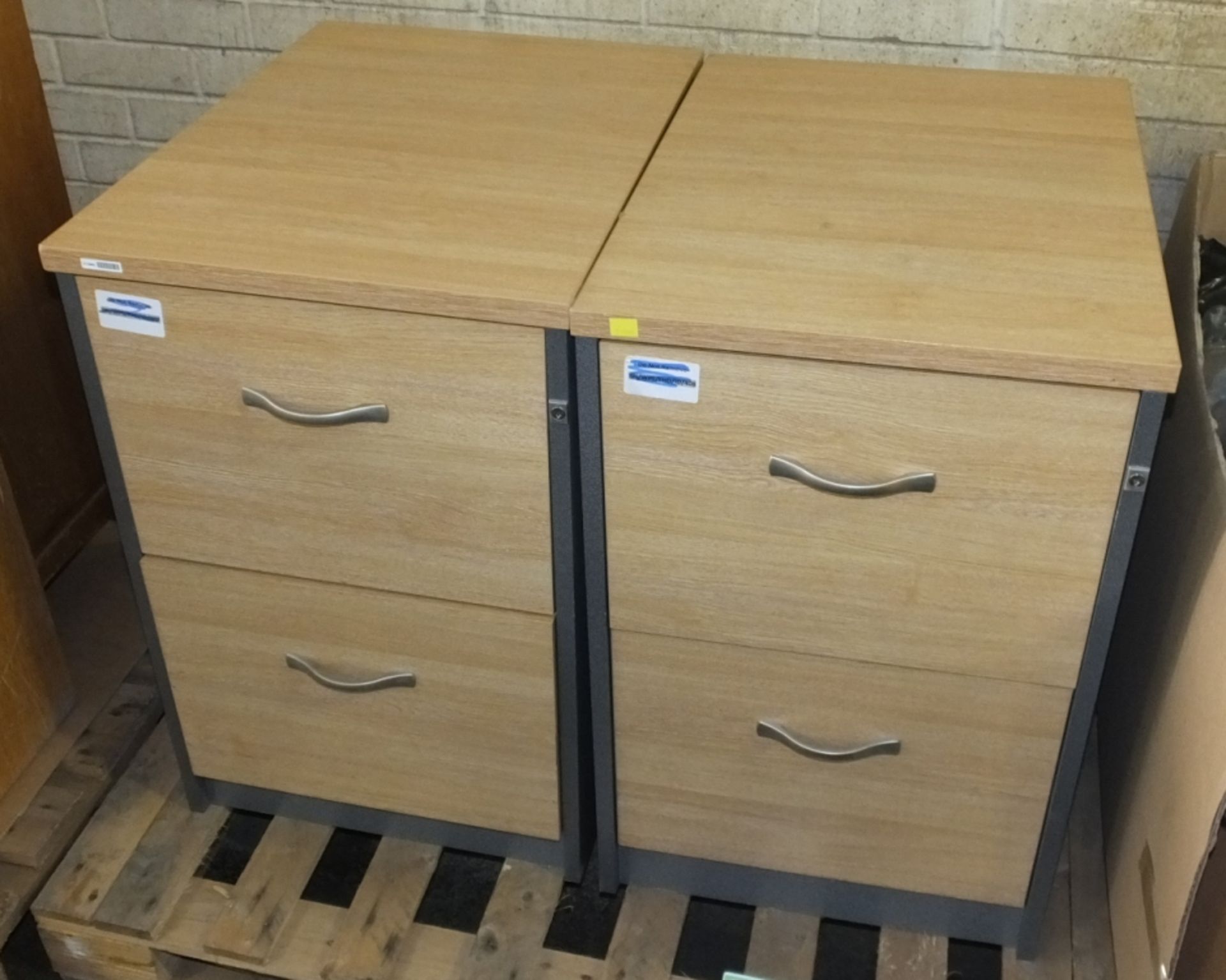 2x 2 drawer filing cabinets - wooden