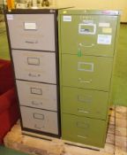 2x 4-Drawer Steel Filing Cabinets L47 x W62 x H132cm - 1 missing keys