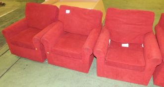 3x Chair Easy Fabric Red