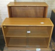 Wooden bookcase, Glass fronted sliding door cabinet