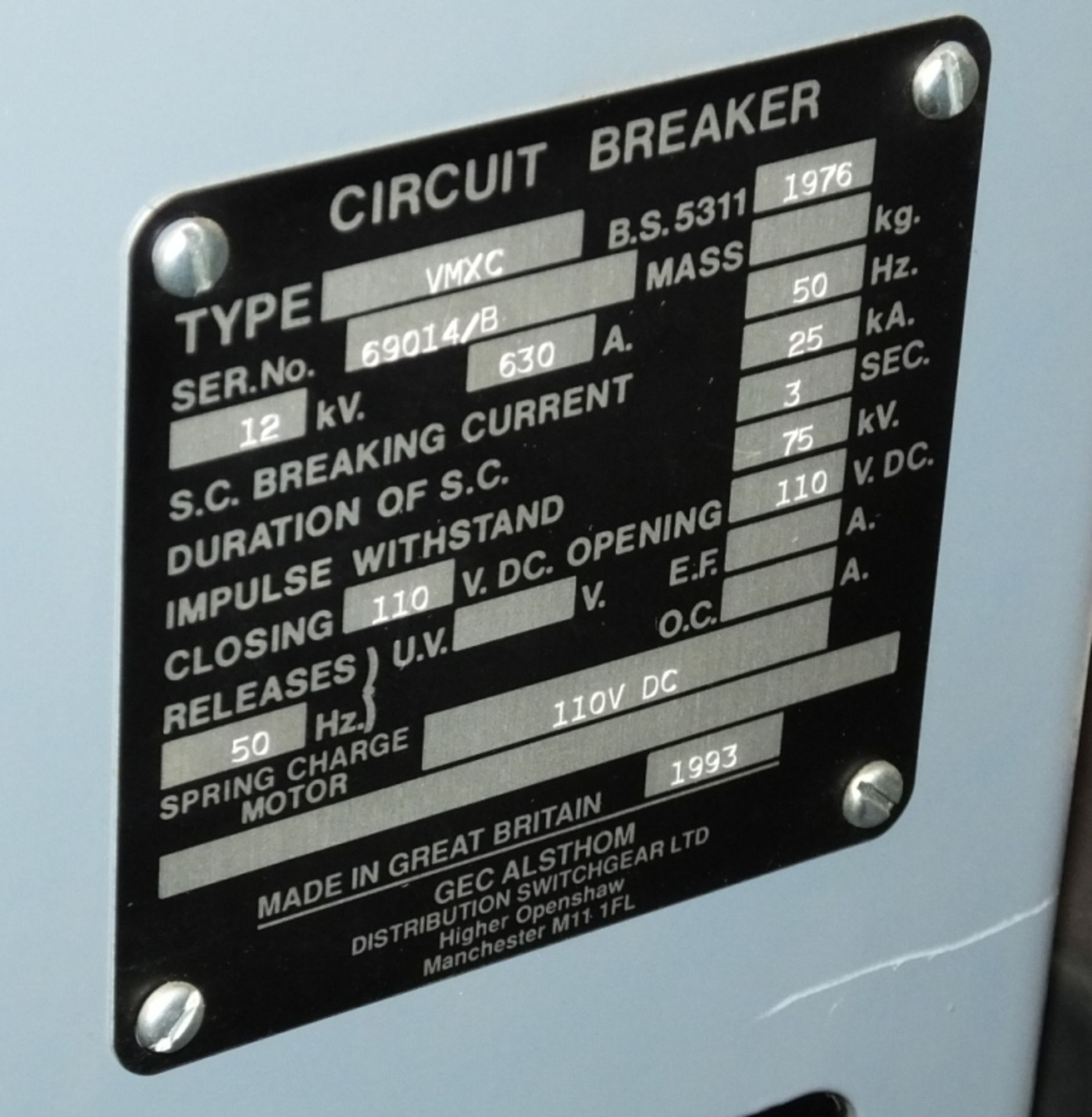Gec Alstom- Circuit breakers 630 amps. - Image 4 of 4