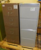 2x 4-Drawer Steel Filing Cabinets L47 x W62 x H132cm - 1 missing keys