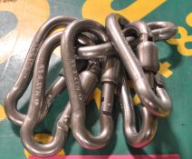 6x AISI 316 Stainless Steel Carabiners - 8 kN.