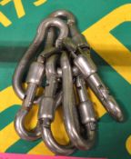 6x AISI 316 Stainless Steel Carabiners - 8 kN.