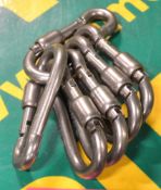 6x AISI 316 Stainless Steel Carabiners - 8 kN.