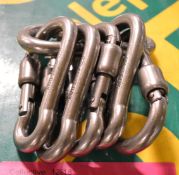 6x AISI 316 Stainless Steel Carabiners - 8 kN.