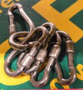 6x AISI 316 Stainless Steel Carabiners - 8 kN.