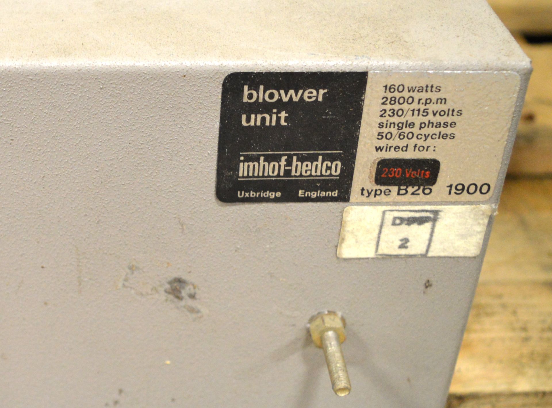 Imhof-Bedco Blower Unit. - Image 2 of 2