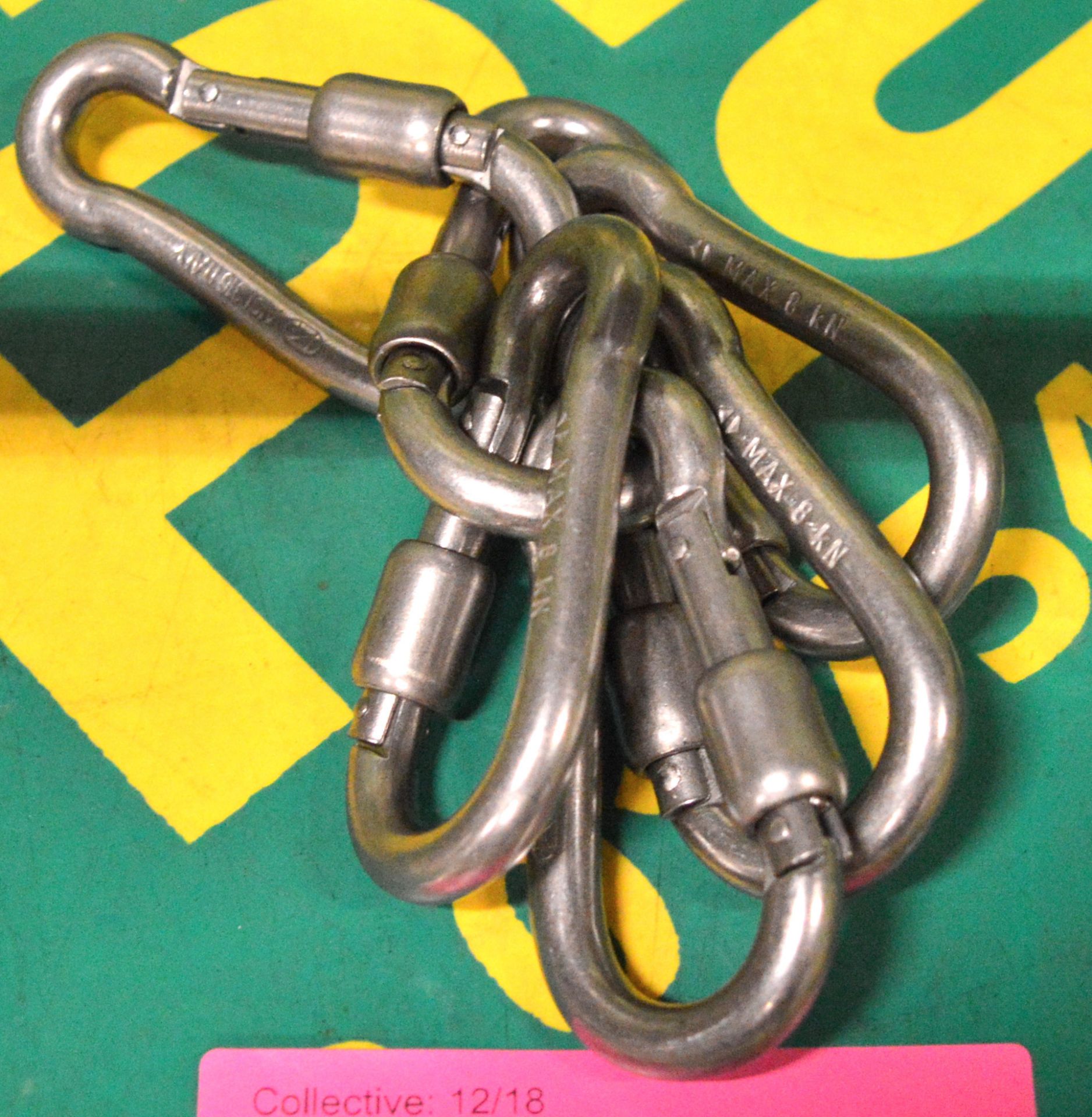 6x AISI 316 Stainless Steel Carabiners - 8 kN.