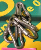 6x AISI 316 Stainless Steel Carabiners - 8 kN.