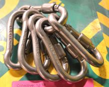 6x AISI 316 Stainless Steel Carabiners - 8 kN.