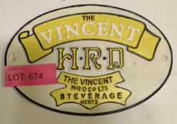 Cast Sign - The Vincent HRD - 290mm wide.