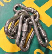 6x AISI 316 Stainless Steel Carabiners - 8 kN.