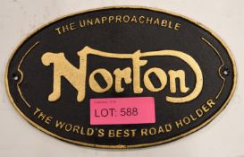 Cast Iron Sign - Norton - 325mm long.