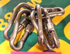 6x AISI 316 Stainless Steel Carabiners - 8 kN.