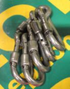 6x AISI 316 Stainless Steel Carabiners - 8 kN.