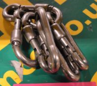 6x AISI 316 Stainless Steel Carabiners - 8 kN.