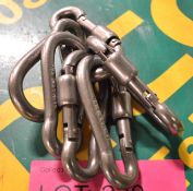 6x AISI 316 Stainless Steel Carabiners - 8 kN.