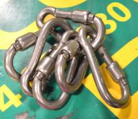 6x AISI 316 Stainless Steel Carabiners - 8 kN.