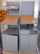 Coffee display cabinet with waste bin and Product display cabinet with under counter cupboard