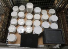 Various Churchill porcelain bowls, side plates, saucers & plastic serving trays