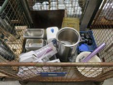 Various catering equipment - Bain Marie trays, hand towel dispenser, urn.