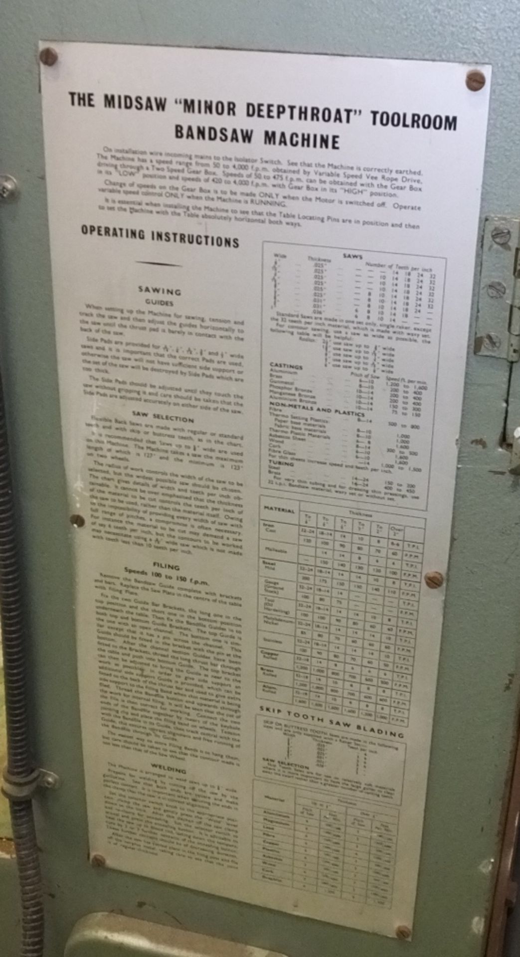 Hartle Midsaw "Minor Deepthroat" Tool Room Bandsaw - £20 Loading Charge Applied to this lo - Image 7 of 10