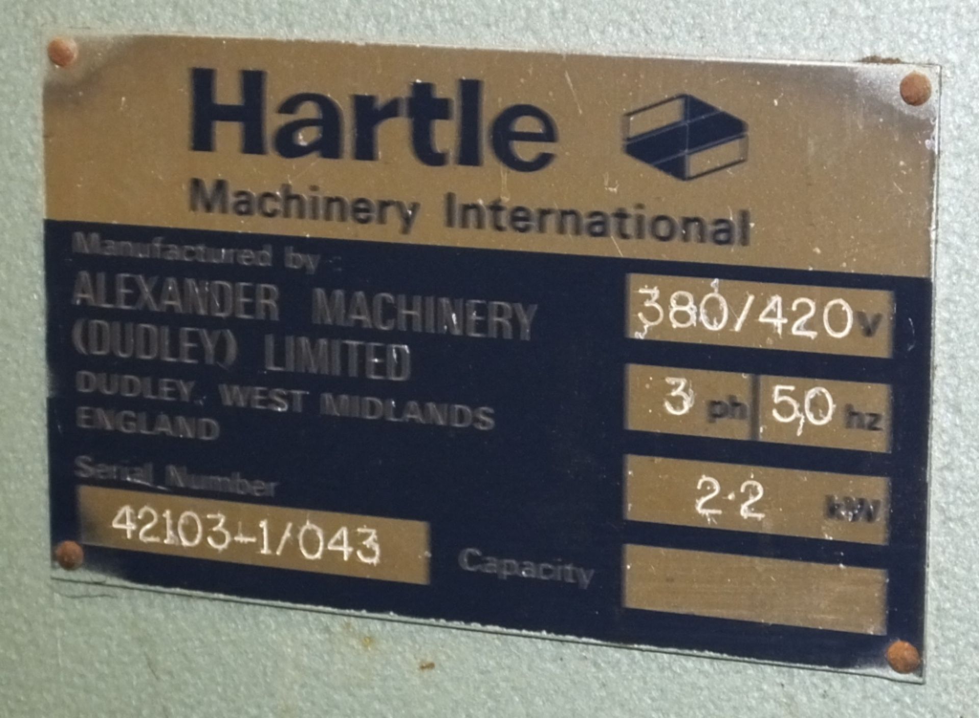 Hartle Midsaw "Minor Deepthroat" Tool Room Bandsaw - £20 Loading Charge Applied to this lo - Image 6 of 10