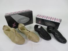 33 X PAIRS OF ASSORTED REVOLUTION DANCEWEAR JAZZ TAP SHOES AND STRETCH TAP BOOTS