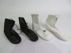 12 X PAIRS OF SPLIT SOLE LACE-UP DANCE SHOES; RS1HB; WHITE - SIZE 6 X 8,