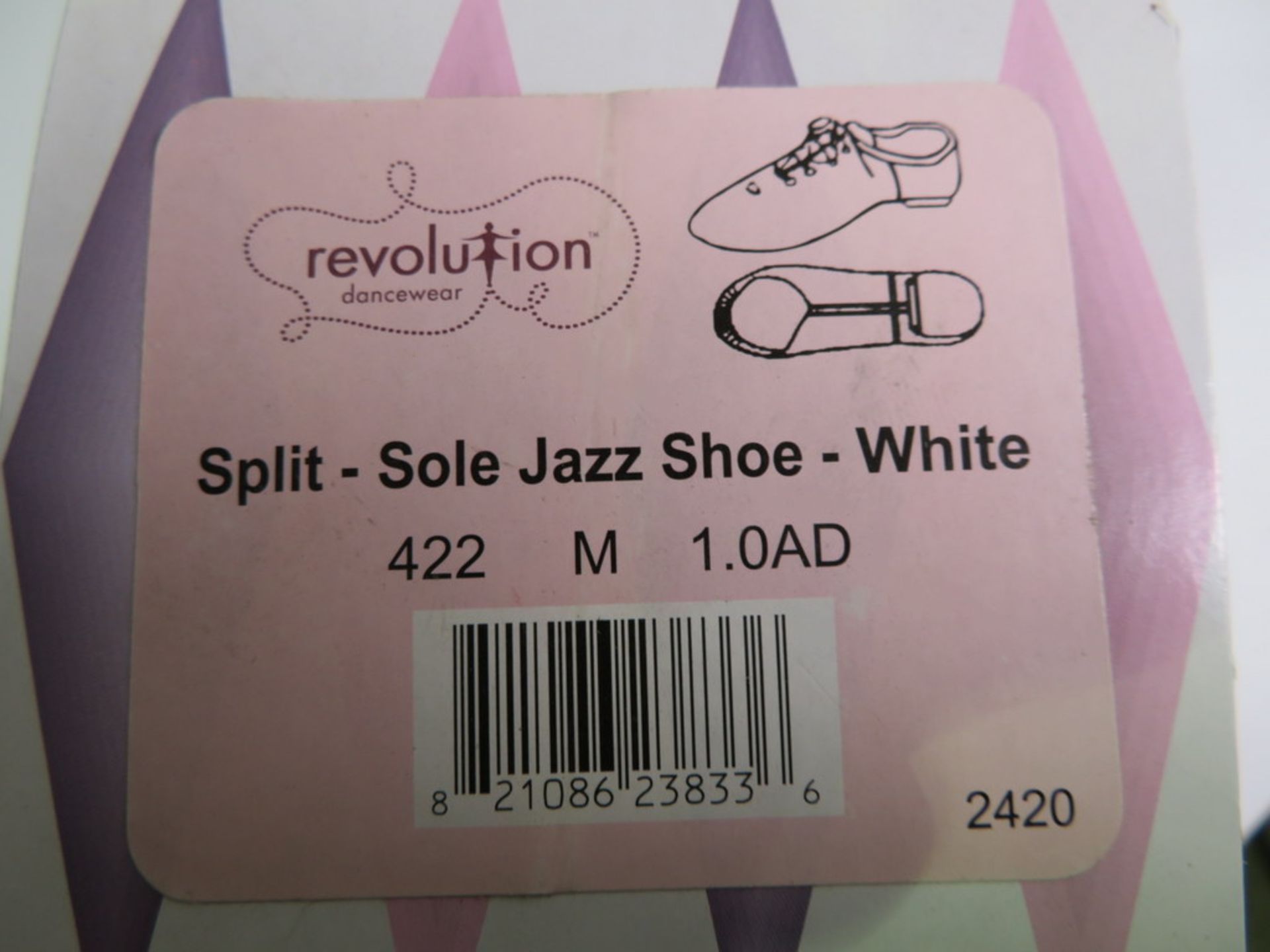 10 X PAIRS OF REVOLUTION DANCEWEAR SPLIT SOLE JAZZ SHOES; 422; WHITE - Image 2 of 3